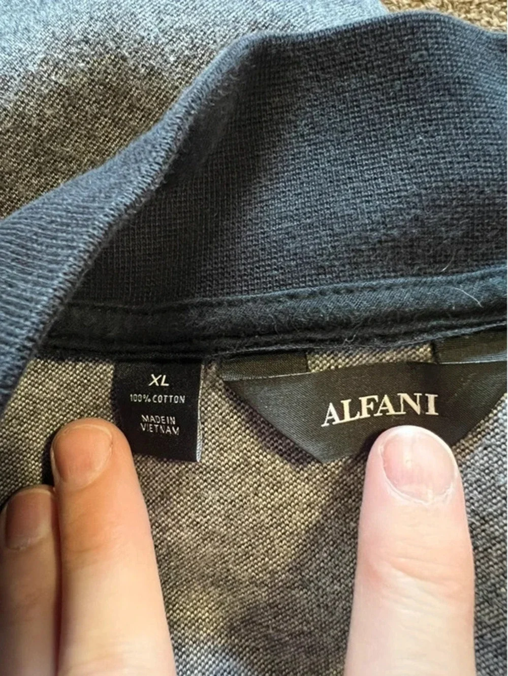 Alfani Men’s XL 100% Cotton Full-Zip Knit Sweater Jacket – Gray